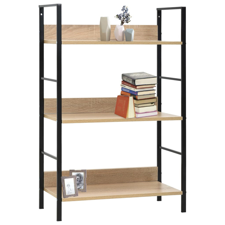 Boekenkast 3 schappen 60x27,6x90,5 cm bewerkt hout eikenkleurig MeubelReus