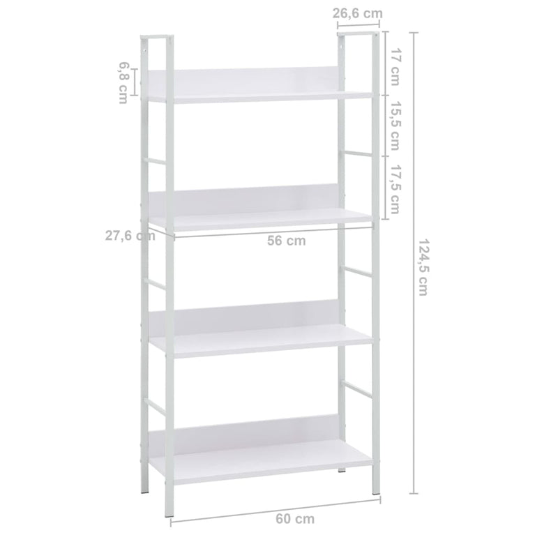 Boekenkast met 4 schappen 60x27,6x124,5 cm bewerkt hout wit MeubelReus