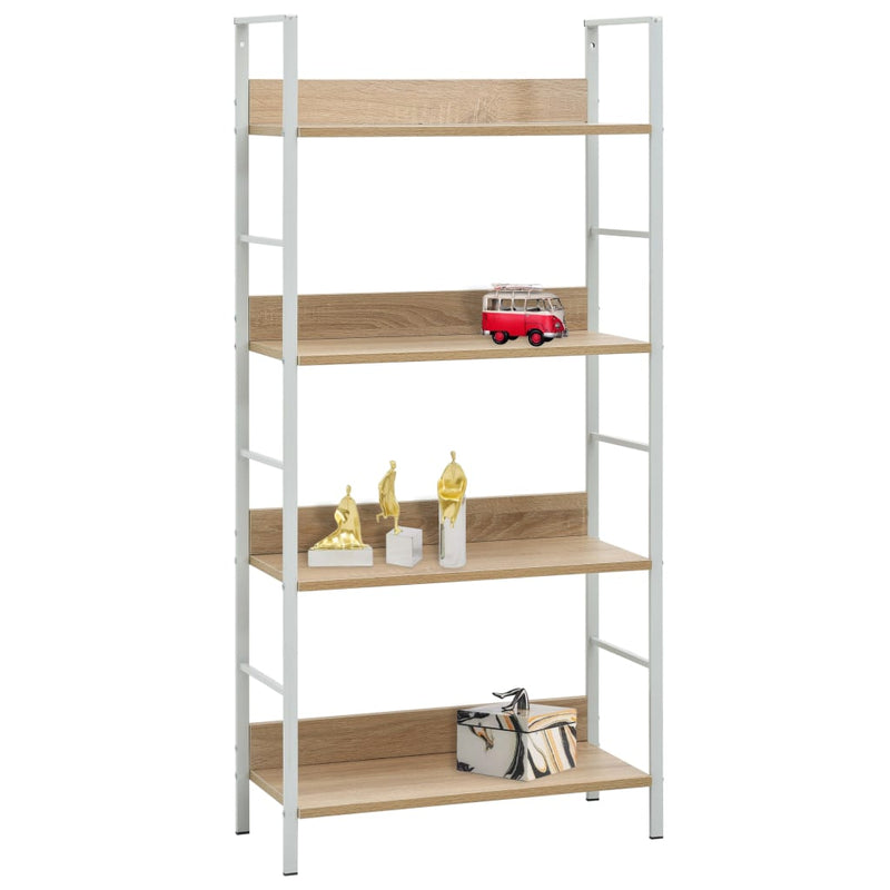 Boekenkast 4 schappen 60x27,6x124,5 cm bewerkt hout eikenkleur MeubelReus