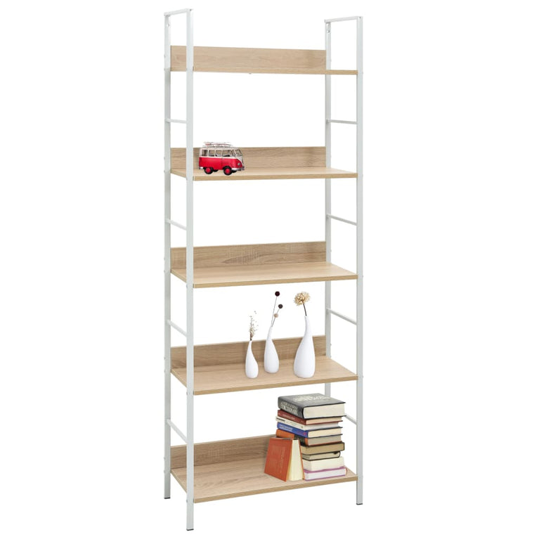 Boekenkast 5 schappen 60x27,6x158,5 cm bewerkt hout eikenkleur MeubelReus