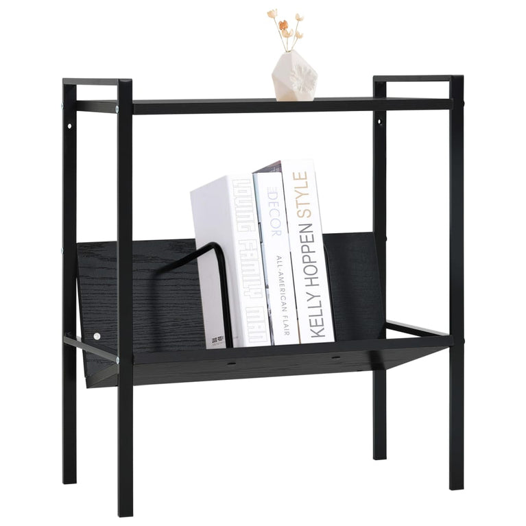 Boekenkast met 2 schappen 52x28x59 cm bewerkt hout zwart MeubelReus