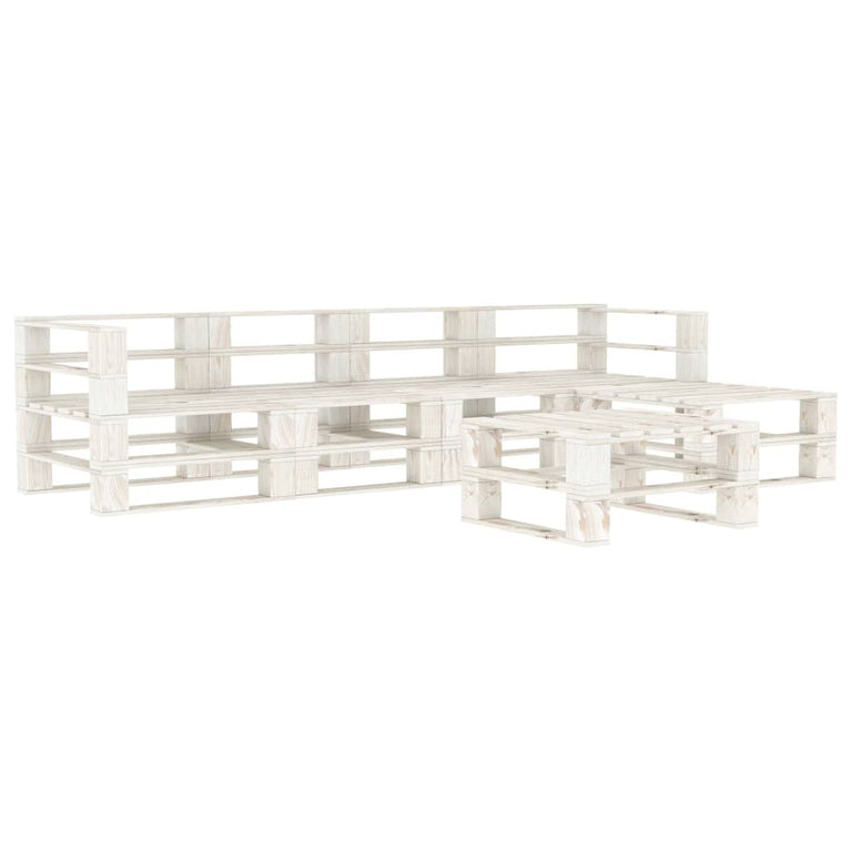 6-delige Loungeset pallet hout wit MeubelReus
