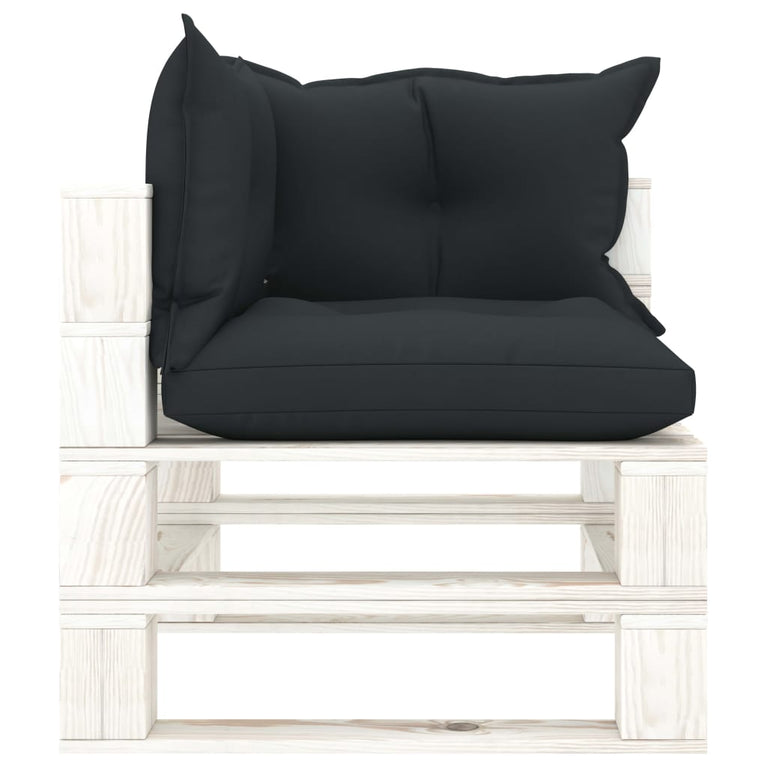 Tuinhoekbank met antracietkleurige kussens pallet hout MeubelReus