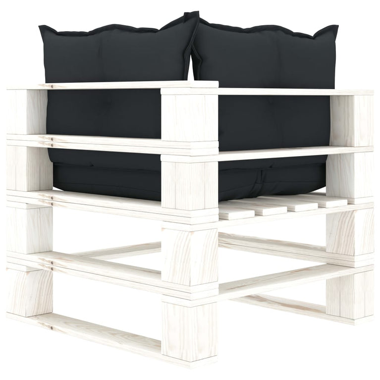 Tuinhoekbank met antracietkleurige kussens pallet hout MeubelReus