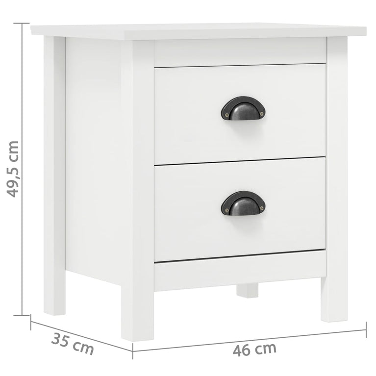 Nachtkastjes 2 st Hill 46x35x49,5 cm grenenhout wit MeubelReus