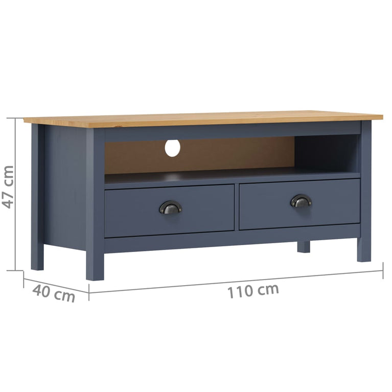 Tv-meubel Hill 110x40x47 cm massief grenenhout grijs MeubelReus