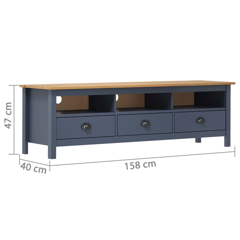 Tv-meubel Hill 158x40x47 cm massief grenenhout grijs MeubelReus
