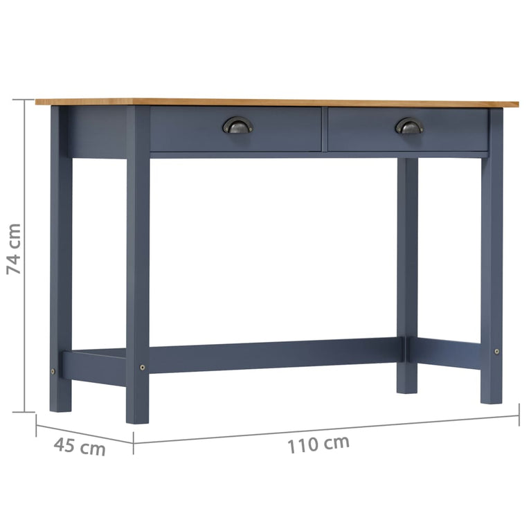 Wandtafel Hill 2 lades 110x45x74 cm massief grenenhout grijs MeubelReus