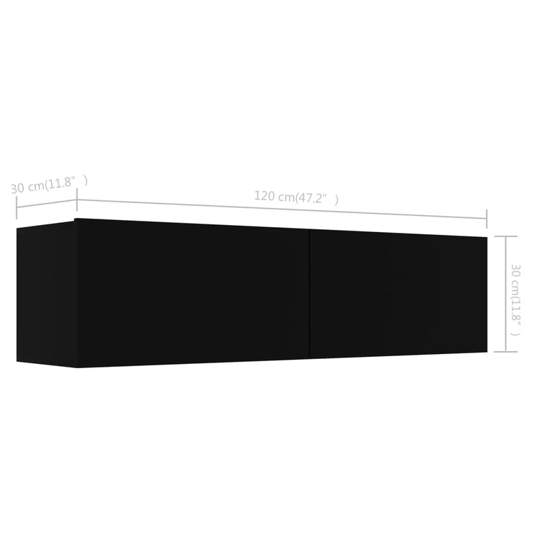 Tv-meubel 120x30x30 cm bewerkt hout zwart MeubelReus