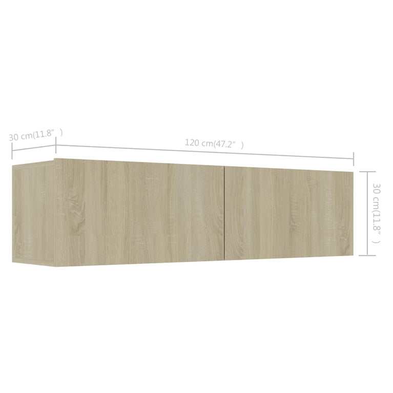 Tv-meubel 120x30x30 cm bewerkt hout sonoma eikenkleurig MeubelReus