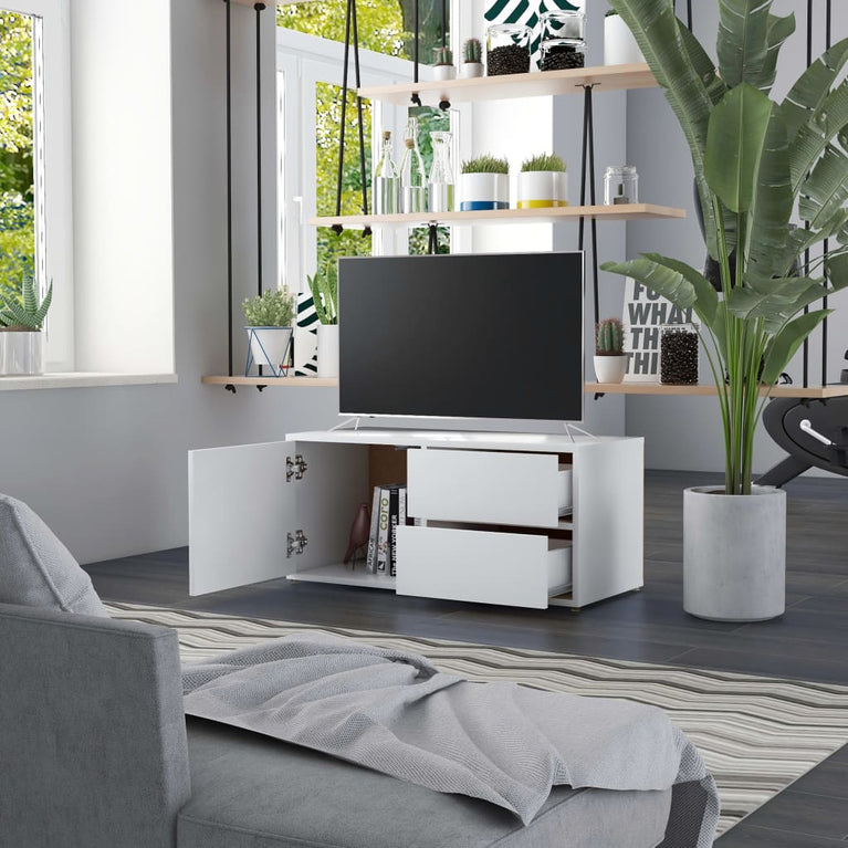 Tv-meubel 80x34x36 cm bewerkt hout wit MeubelReus