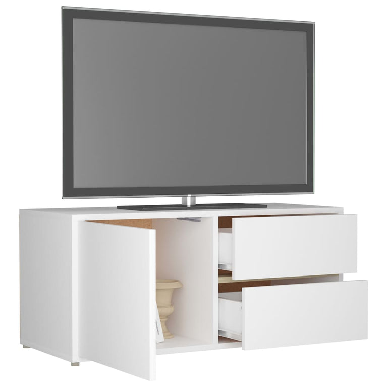 Tv-meubel 80x34x36 cm bewerkt hout wit MeubelReus