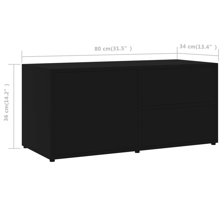 Tv-meubel 80x34x36 cm spaanplaat zwart MeubelReus