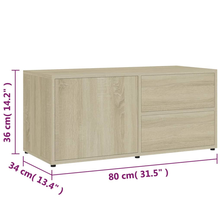 Tv-meubel 80x34x36 cm spaanplaat sonoma eikenkleurig MeubelReus