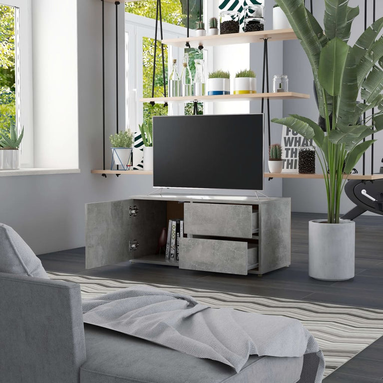 Tv-meubel 80x34x36 cm spaanplaat betongrijs MeubelReus