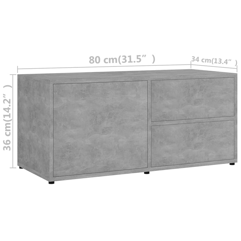 Tv-meubel 80x34x36 cm spaanplaat betongrijs MeubelReus
