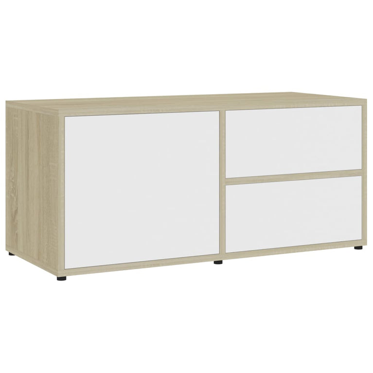 Tv-meubel 80x34x36 cm spaanplaat wit en sonoma eikenkleurig