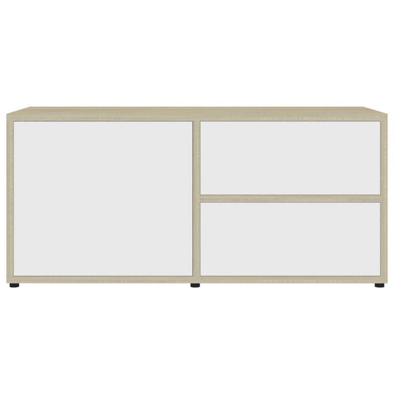 Tv-meubel 80x34x36 cm spaanplaat wit en sonoma eikenkleurig