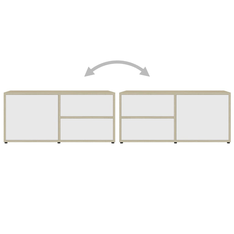 Tv-meubel 80x34x36 cm spaanplaat wit en sonoma eikenkleurig