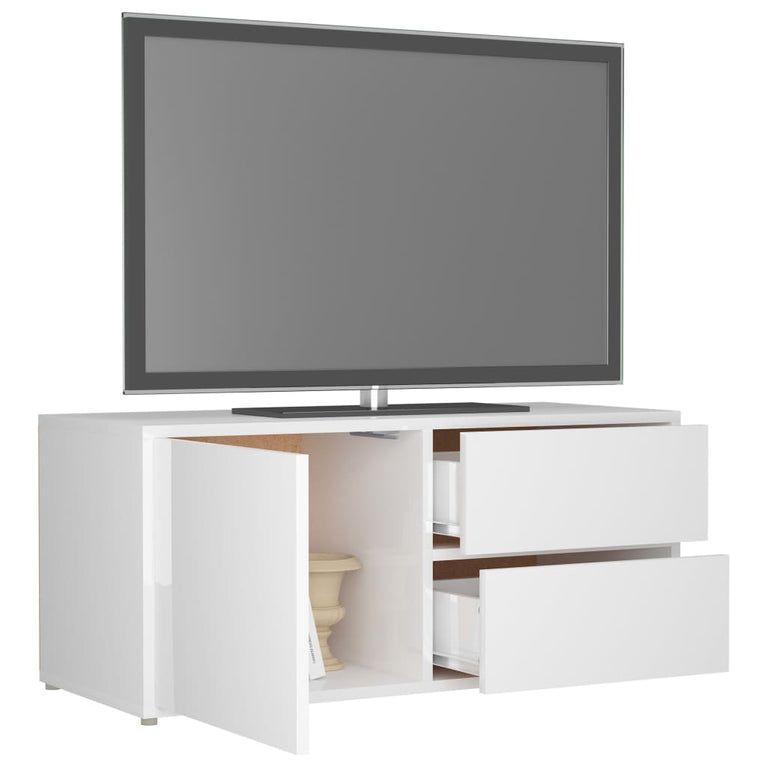 Tv-meubel 80x34x36 cm spaanplaat hoogglans wit MeubelReus