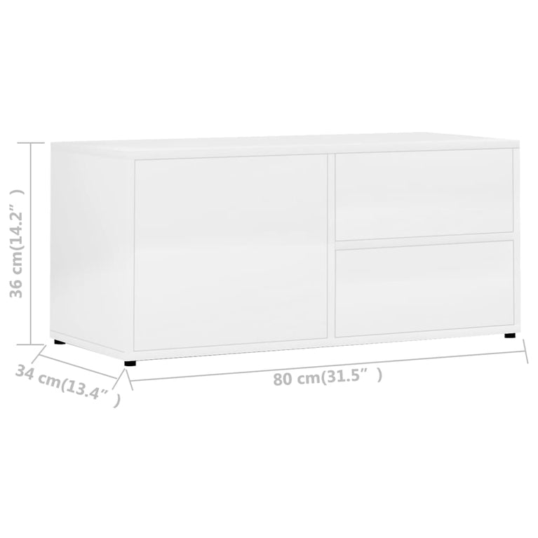 Tv-meubel 80x34x36 cm spaanplaat hoogglans wit MeubelReus