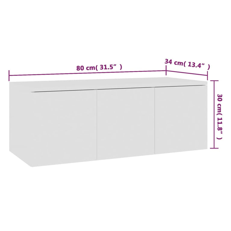 Tv-meubel 80x34x30 cm spaanplaat wit MeubelReus