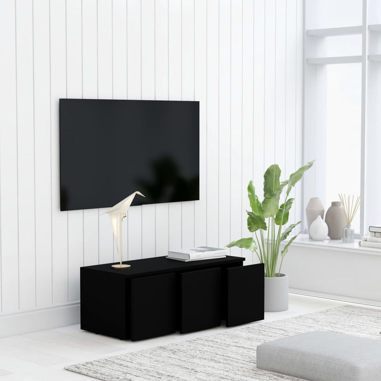 Tv-meubel 80x34x30 cm spaanplaat zwart MeubelReus
