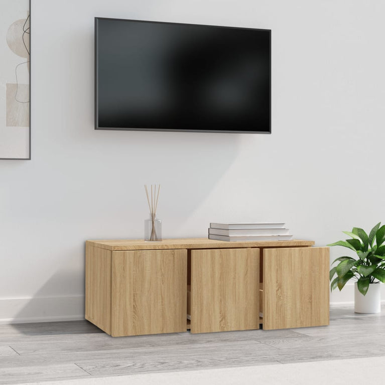 Tv-meubel 80x34x30 cm spaanplaat sonoma eikenkleurig MeubelReus