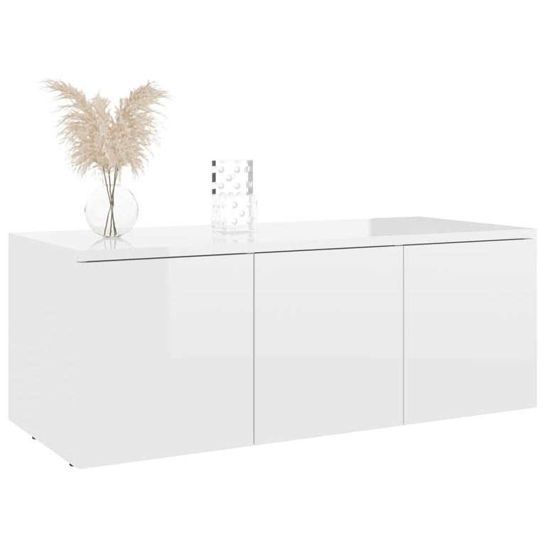 Tv-meubel 80x34x30 cm spaanplaat hoogglans wit MeubelReus