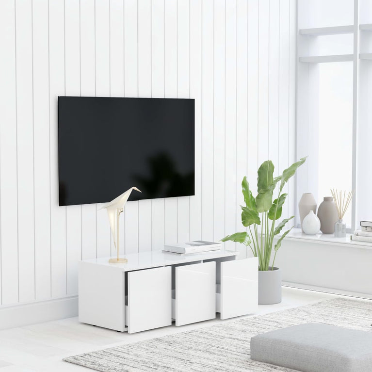 Tv-meubel 80x34x30 cm spaanplaat hoogglans wit MeubelReus