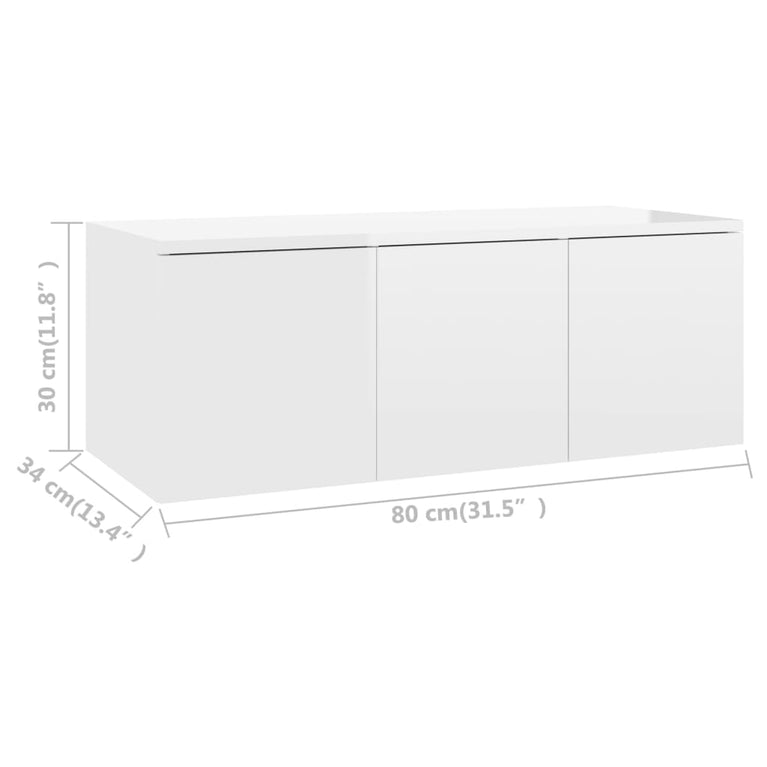 Tv-meubel 80x34x30 cm spaanplaat hoogglans wit MeubelReus