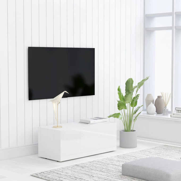 Tv-meubel 80x34x30 cm spaanplaat hoogglans wit MeubelReus