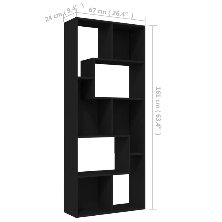 Boekenkast 67x24x161 cm spaanplaat zwart MeubelReus
