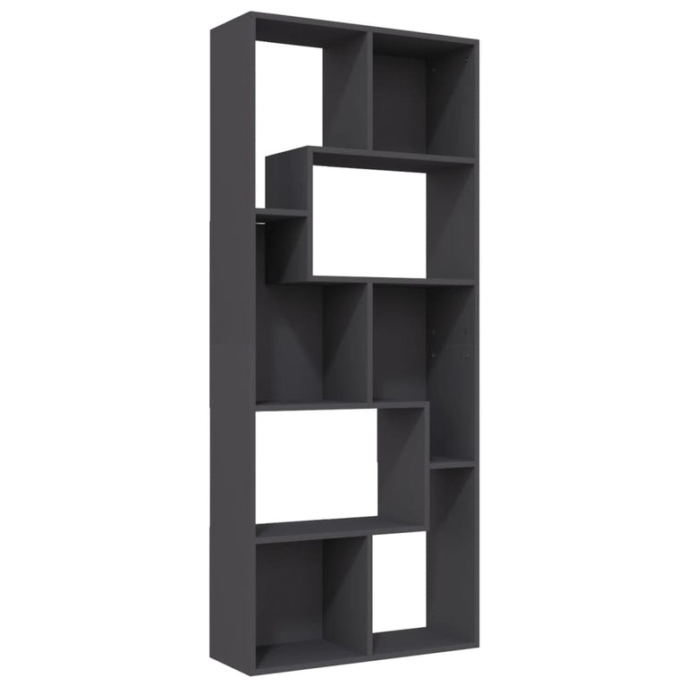 Boekenkast 67x24x161 cm spaanplaat grijs