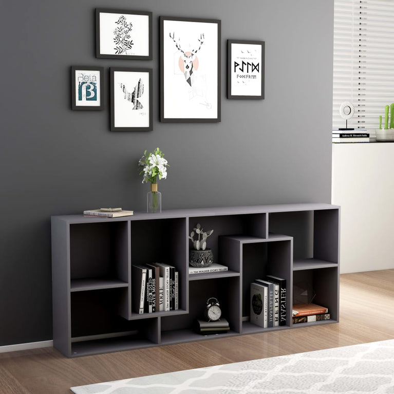 Boekenkast 67x24x161 cm spaanplaat grijs