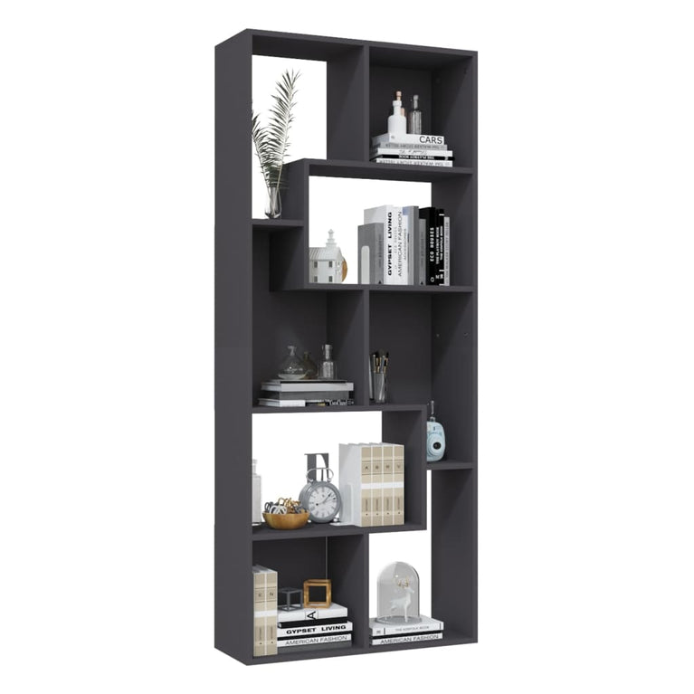 Boekenkast 67x24x161 cm spaanplaat grijs