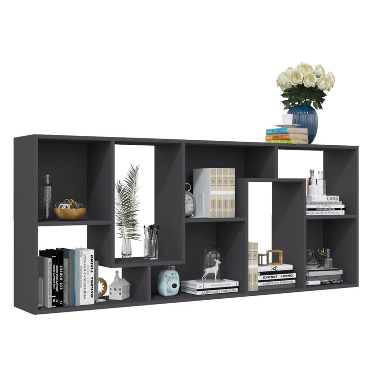 Boekenkast 67x24x161 cm spaanplaat grijs