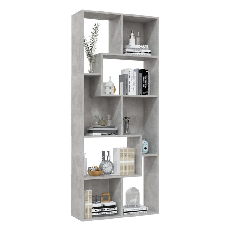 Boekenkast 67x24x161 cm spaanplaat betongrijs MeubelReus