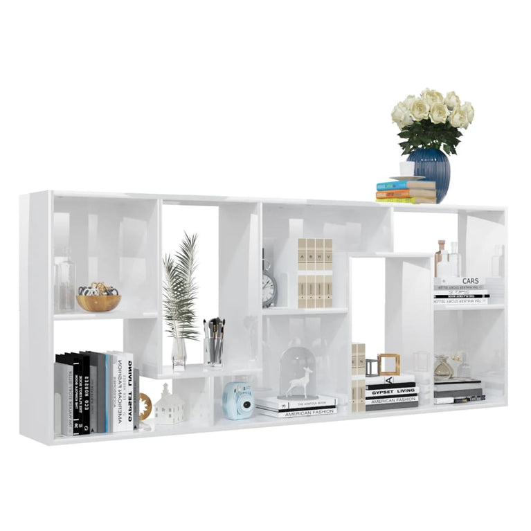 Boekenkast 67x24x161 cm spaanplaat hoogglans wit MeubelReus