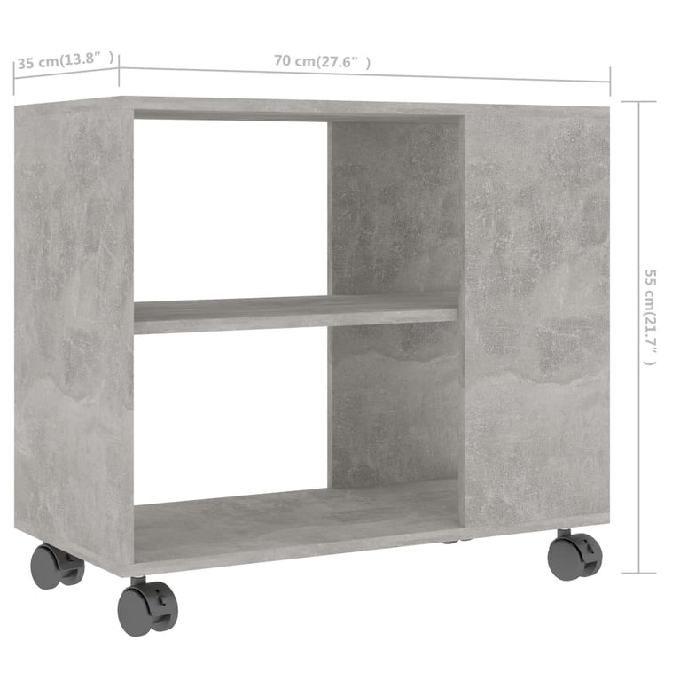 Bijzettafel 70x35x55 cm bewerkt hout betongrijs