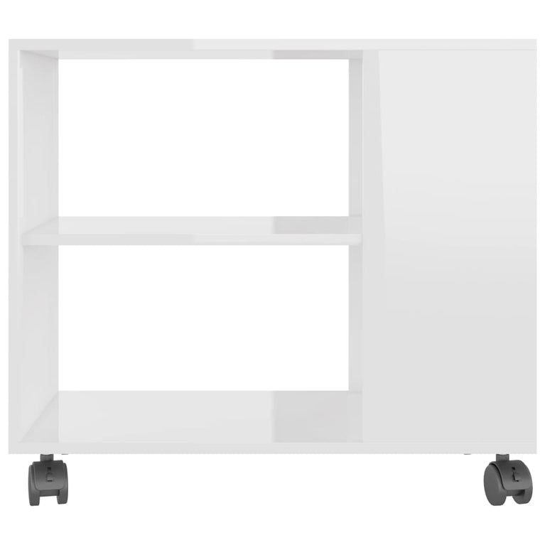 Bijzettafel 70x35x55 cm bewerkt hout hoogglans wit
