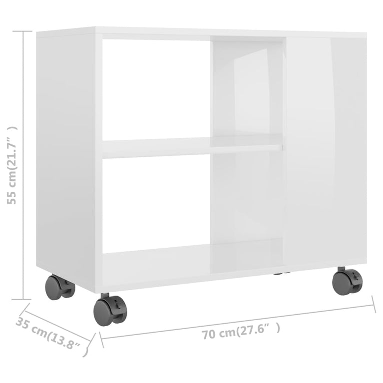 Bijzettafel 70x35x55 cm bewerkt hout hoogglans wit