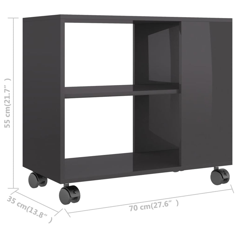 Bijzettafel 70x35x55 cm bewerkt hout hoogglans grijs MeubelReus