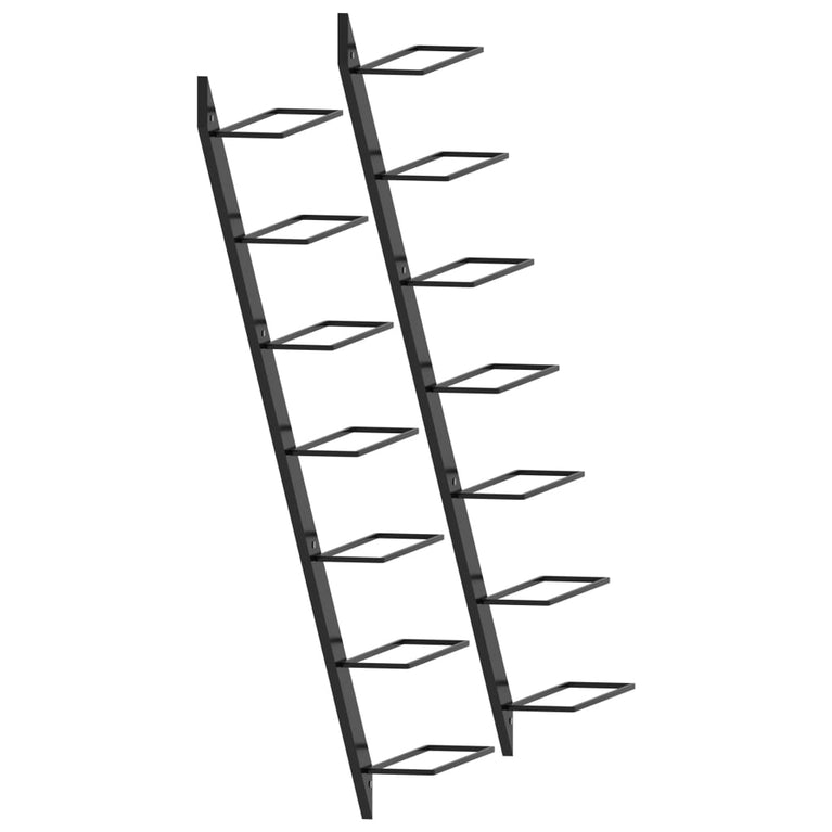 Wijnrekken voor 14 flessen wandmontage 2 st metaal zwart MeubelReus