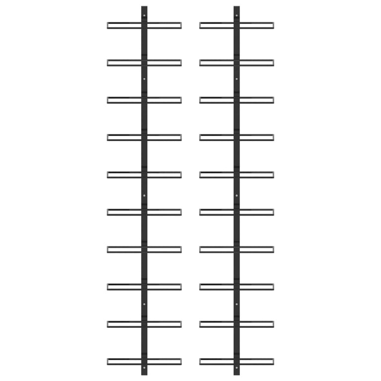 Wijnrekken voor 20 flessen wandmontage 2 st metaal zwart