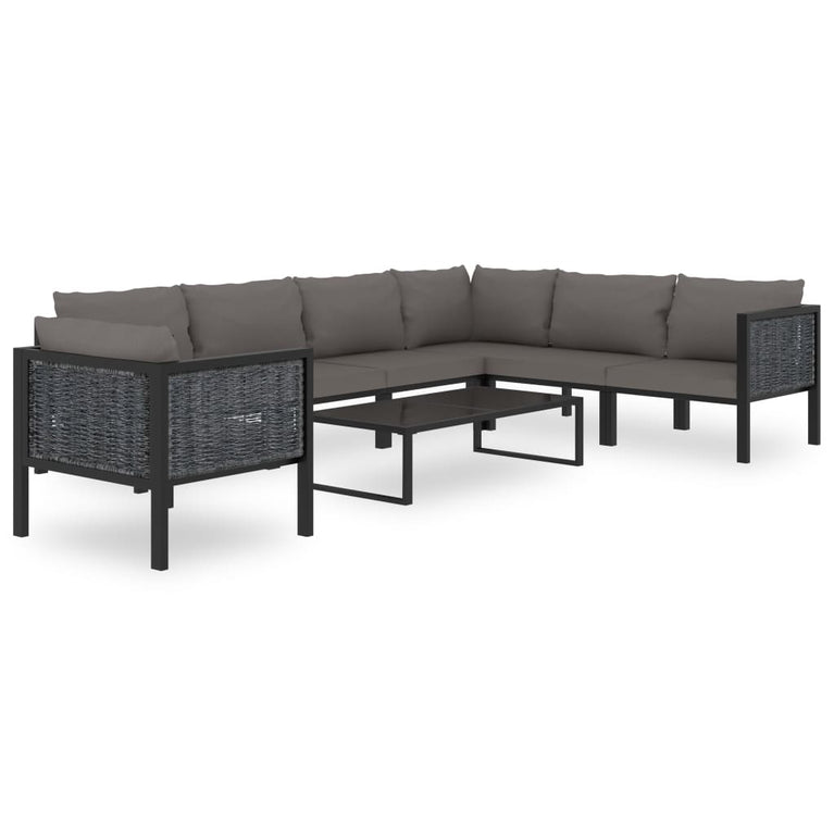 8-delige Loungeset met kussens poly rattan antraciet