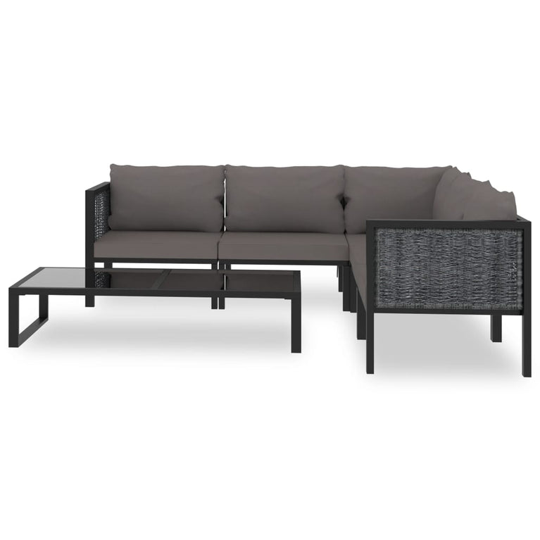 6-delige Loungeset met kussens poly rattan antraciet MeubelReus