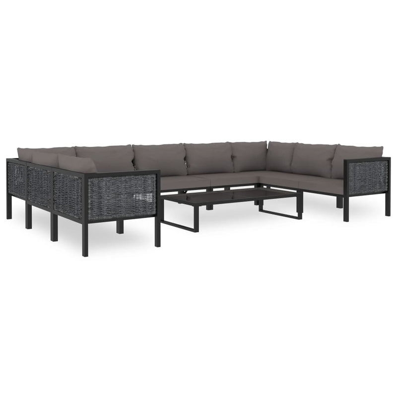 10-delige Loungeset met kussens poly rattan antraciet MeubelReus