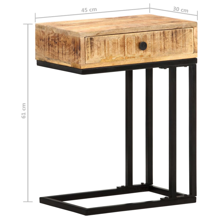 Bijzettafel U-vormig 45x30x61 cm massief mangohout MeubelReus