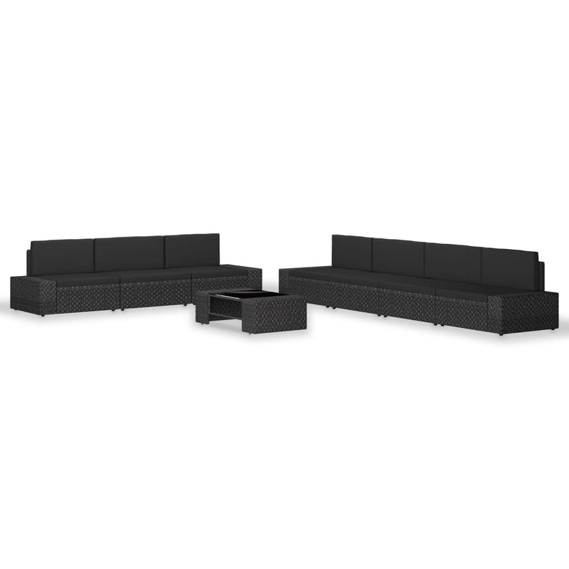 8-delige Loungeset poly rattan zwart MeubelReus